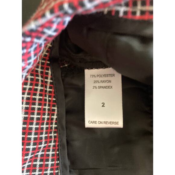 New York & Co High Waisted Ankle Stretch Red Plaid Pants Sz2 - Picture 6 of 12